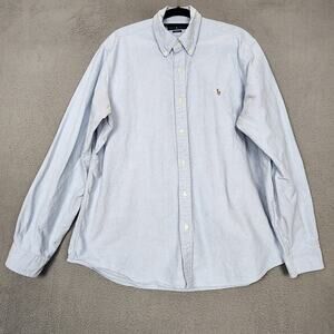 Ralph Lauren Shirt Mens 2XL Blue Oxford Long Sleeve Flesh Pony Classic Fit